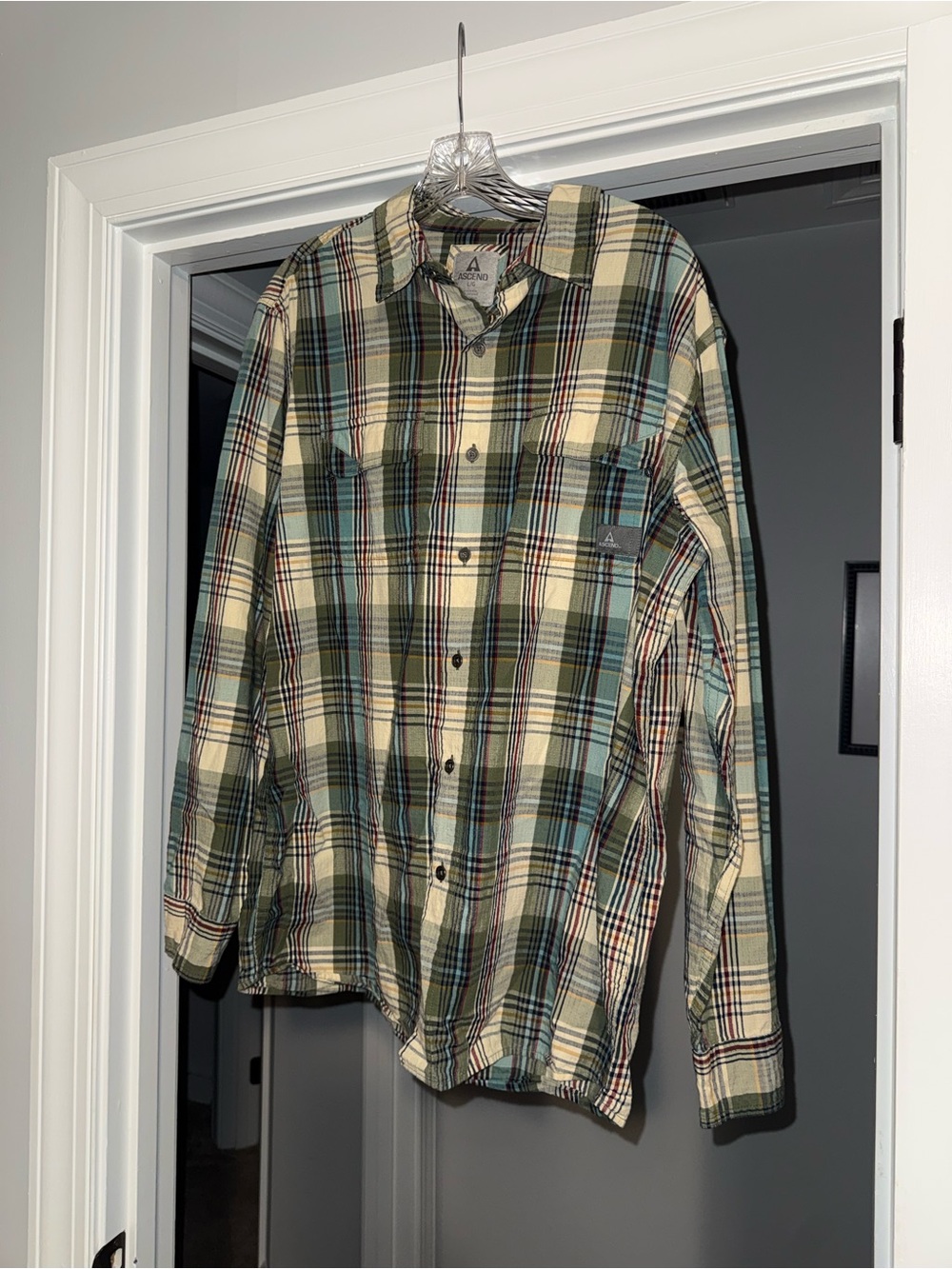 Ascend Green and Cream Plaid Button-Down Shirt